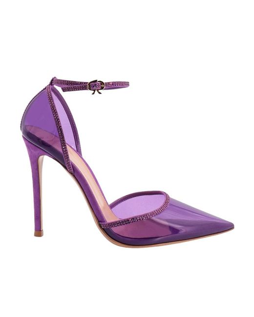 Gianvito Rossi Purple Crystal Sabin Buckle-Strapped Pumps