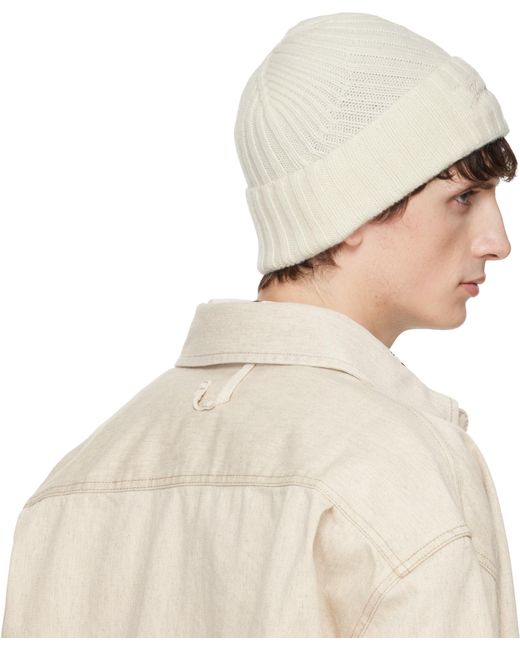 Jacquemus White Logo-Embroidered Beanie for men