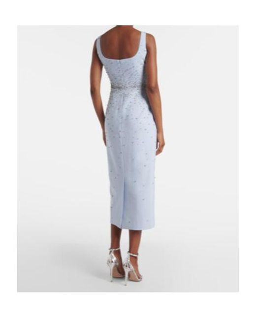 Carolina Herrera Blue Bow-Detail Crystal-Embellished Midi Dress