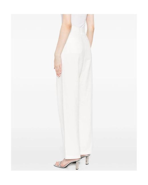 Self-Portrait White High-Waisted Tailored Trousers