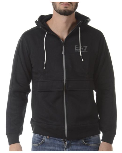 EA7 Black Logo Zipper Casual Jacket for men