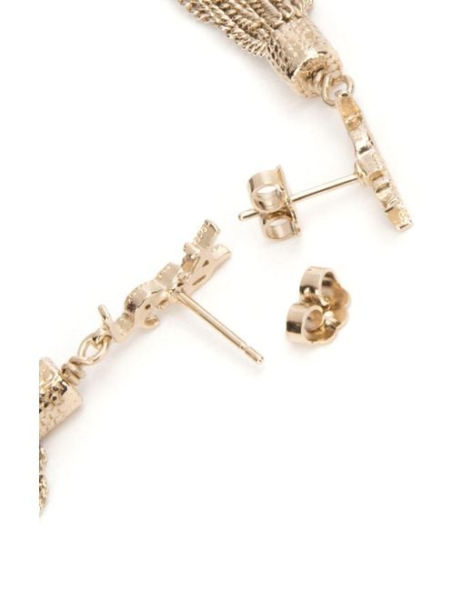 Saint Laurent White Loulou Tassel Earrings