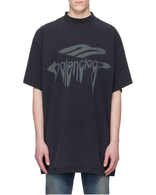 Balenciaga Black 3B Liquefied Oversized T-Shirt for men