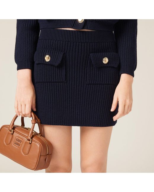 Miu Miu Blue Wool Miniskirt