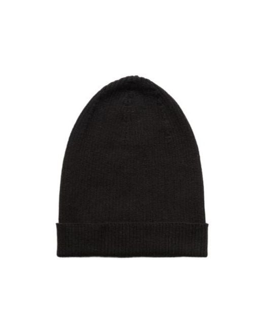 Rick Owens Black Ribbed Knit Hat