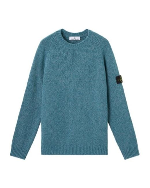 Stone Island Blue Logo Patch Crewneck Jumper for men