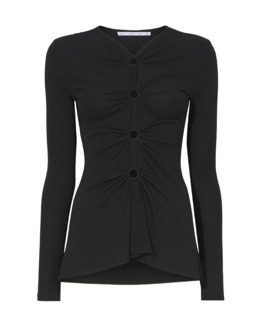 Proenza Schouler Black Label V-Neck Crepe Top