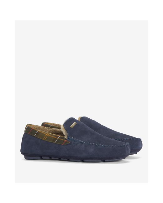 Barbour Blue Plaid Slippers for men