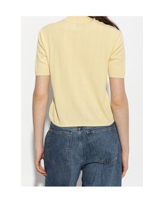 Officine Generale White Laya Ribbed Short-Sleeve T-Shirt
