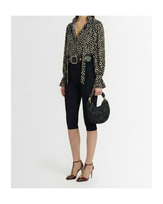 Chloé Black Honeycomb Knit Stretch Viscose Pants