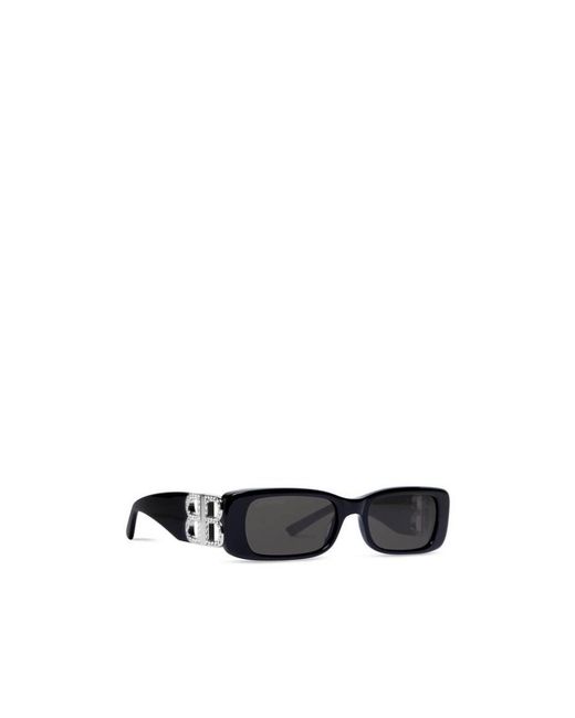 Balenciaga White Eyewear Rectangle Framed Sunglasses