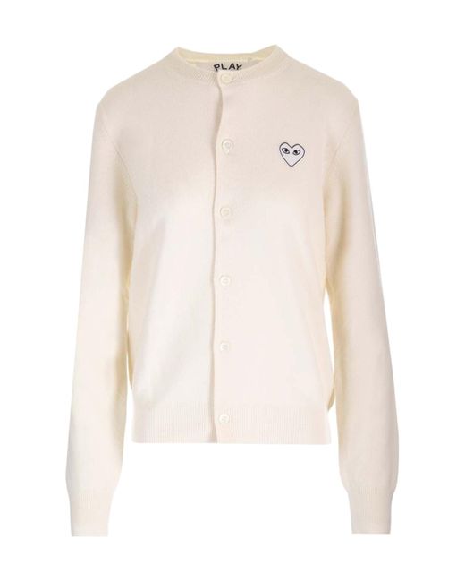COMME DES GARÇONS PLAY White Comme Des Garçons Play Logo Patch Knitted Cardigan for men