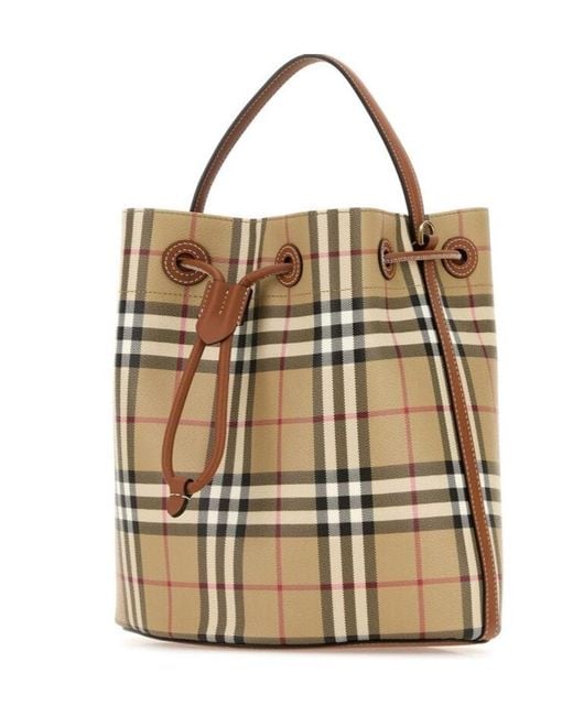 Burberry Natural Small Drawstring Bucket Bag