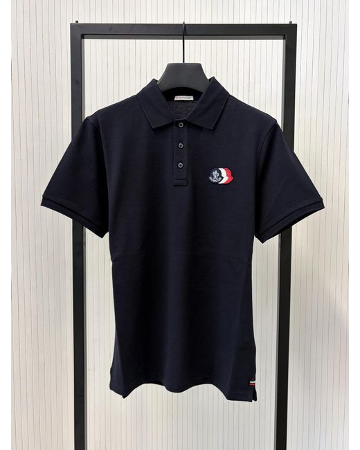 Moncler Blue Short-Sleeved Polo Shirt for men