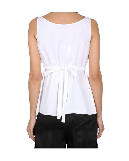 Aspesi White Tied-Waist Sleeveless Top