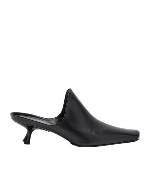 Loewe Black Leather Mules