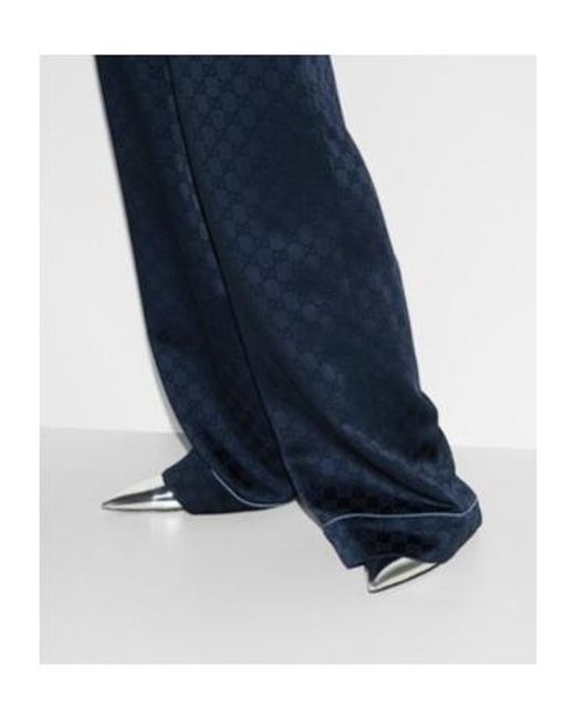 Gucci Blue Monogrammed Drawstring Pants