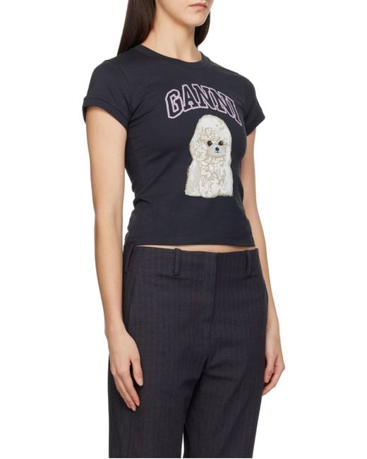 Ganni Black Printed T-Shirt