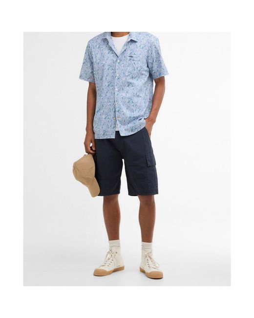Barbour Blue Short-Sleeved Button-Up Shirt for men