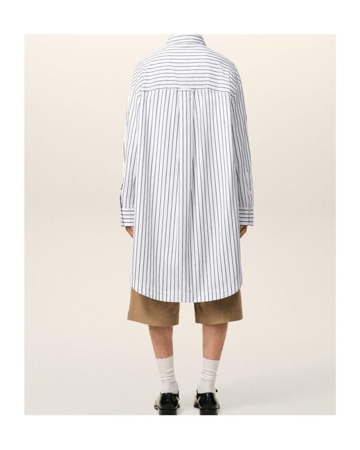 AMI White Ami Striped Ami De Coeur Wide Shirt Dress for men