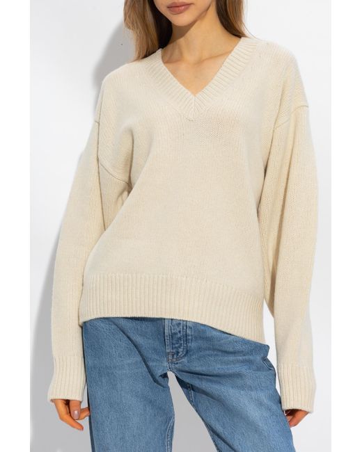 Totême  Natural Dropped-Shoulder V-Neck Jumper