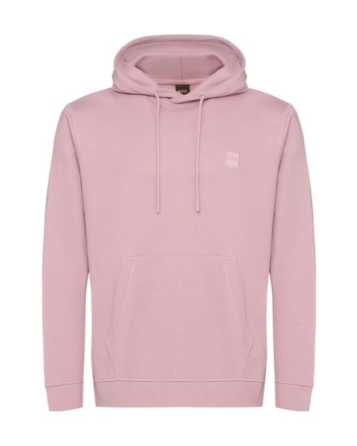 Boss Pink Wetalk Drawstring-Detail Hoodie for men