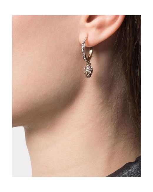 McQueen Metallic Skull Embellished Hoop Earrings