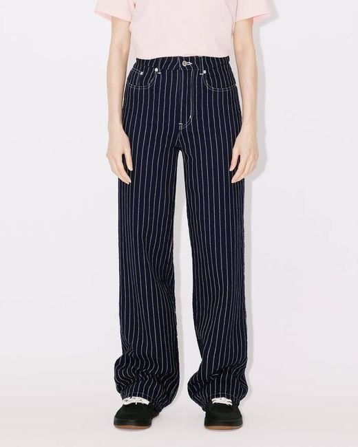 KENZO Blue Sashiko Stitch Wide Leg Jeans
