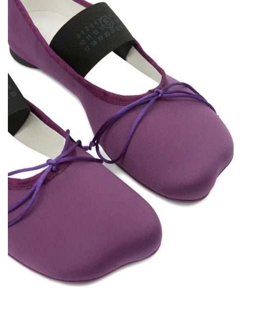 MM6 by Maison Margiela Purple Atomic Bow-Detailed Satin Ballerina Shoes