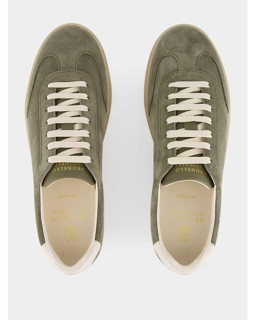 Brunello Cucinelli Green Low Top Lace-Up Sneakers for men