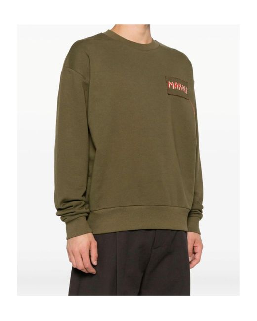 Marni Green Logo-Print Sweatshirt for men