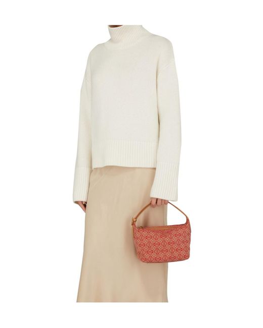 Lisa Yang White Fleur Turtleneck Sweater