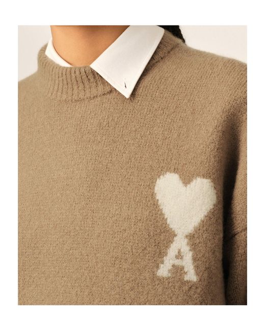 AMI Natural Crew-Neck Wool Sweater for men
