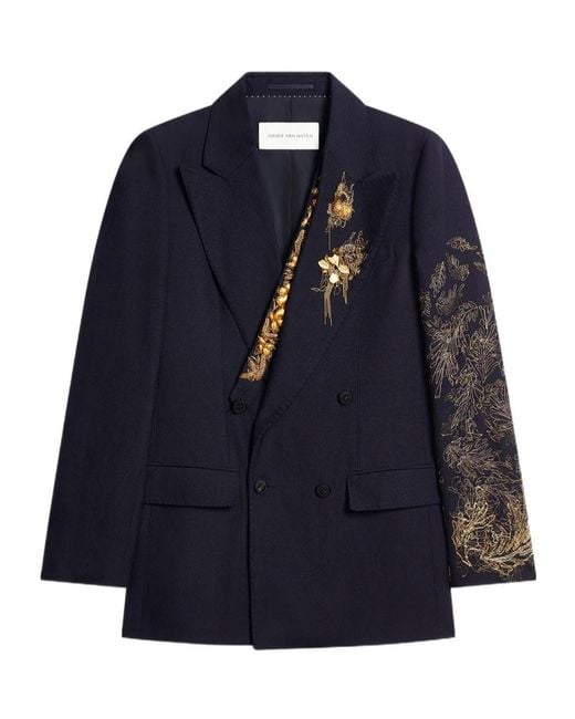 Dries Van Noten Blue Embellished Blazer for men