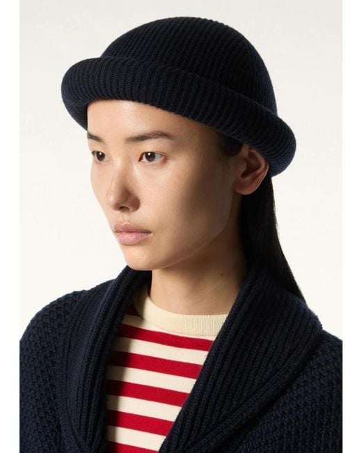 Loro Piana Blue Sloop Wool Beanie Hat