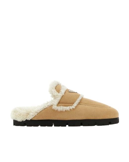 Prada Multicolor Shearling Slippers