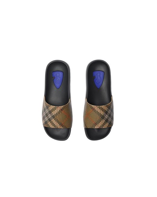 Burberry Multicolor Check Pattern Slip-On Slides