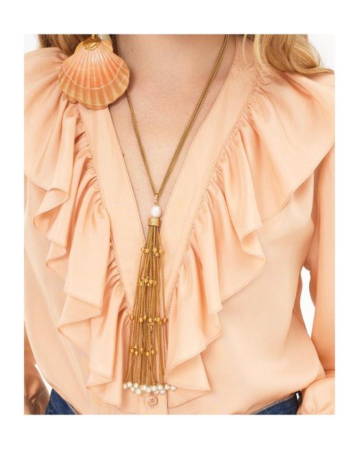 Chloé Natural Chloé Ruffle Detailed Long-Sleeve Shirt