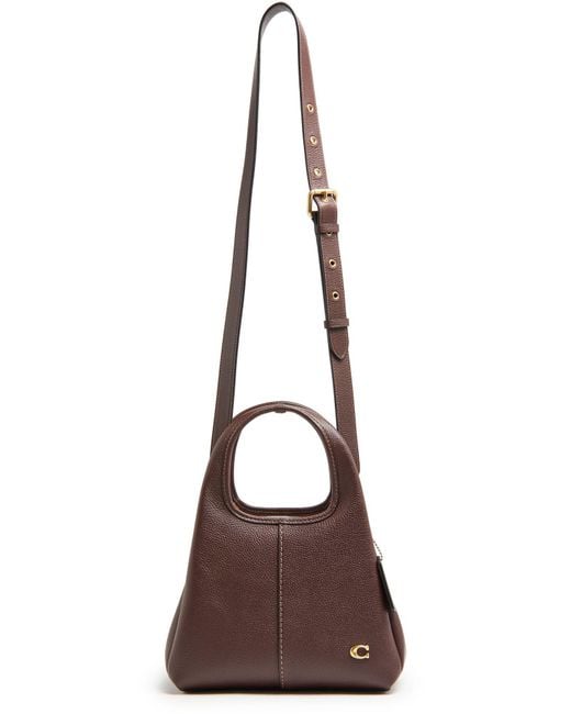 COACH Brown Lana 23 Polished Pebble Leather Shoulder Bag