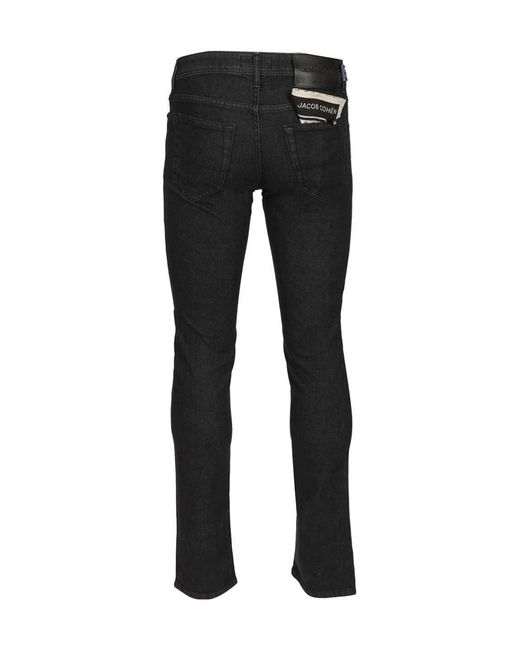 Jacob Cohen Black Logo Patch Slim Fit Jeans for men