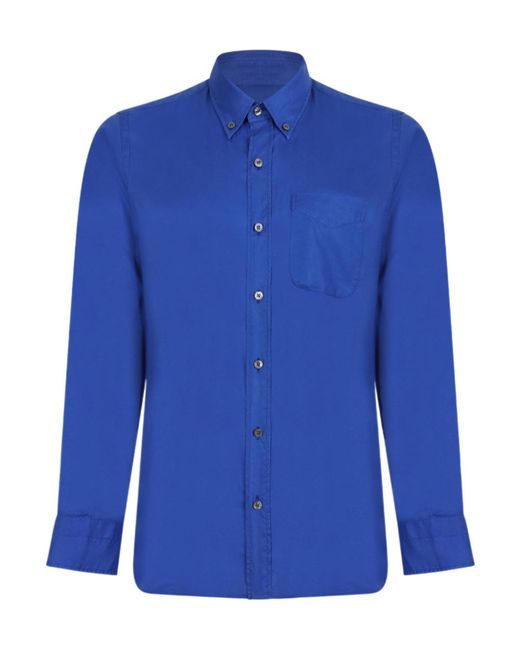 Tom Ford Blue Button Down Long-Sleeved Shirt for men