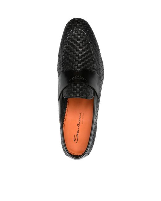 Santoni Black Gwendal Loafers for men