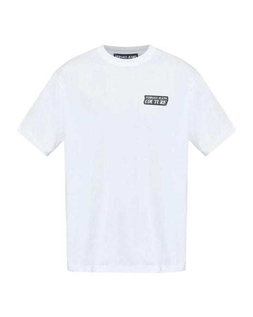 Versace Jeans White Couture Logo Printed Crewneck T-Shirt for men