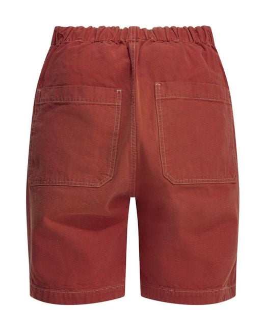 Kapital Red Drawstring Elastic-Waist Shorts for men