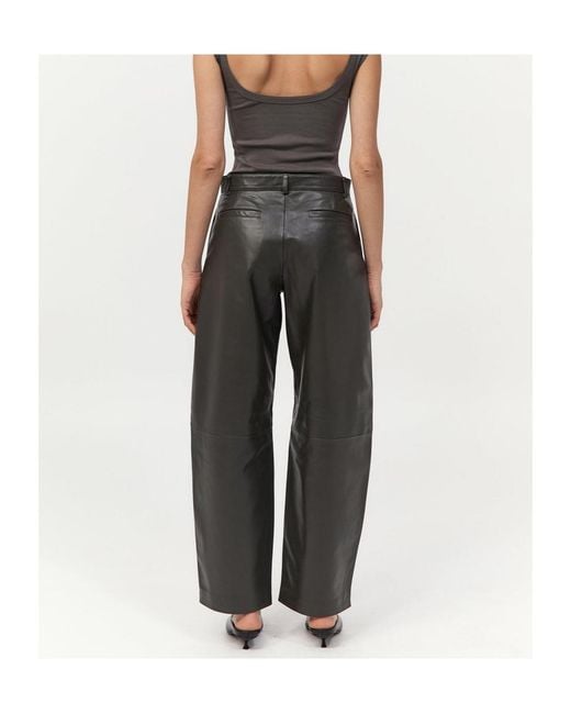St. Agni Gray Leather Tapered Pants