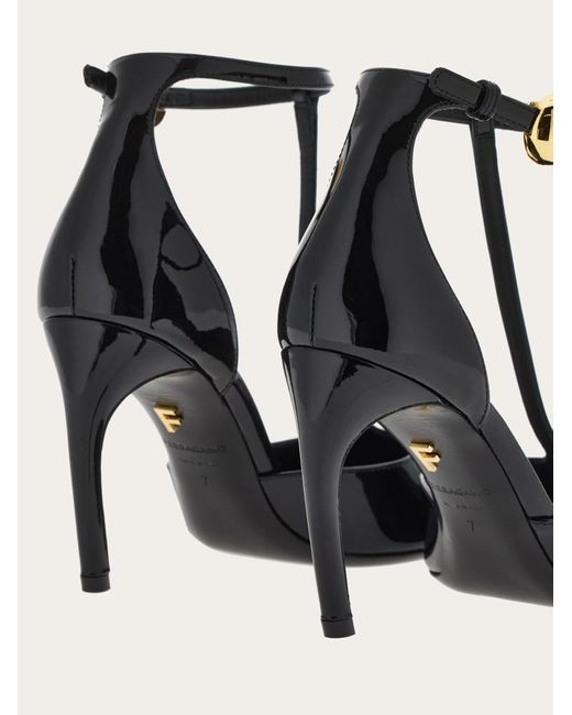 Ferragamo White Ferragamo T-Strap Pointed-Toe Pumps