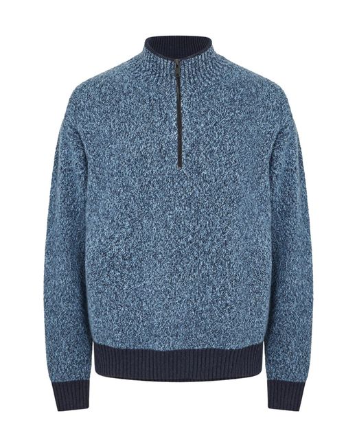 Boss Blue Turtleneck Zip Sweater for men