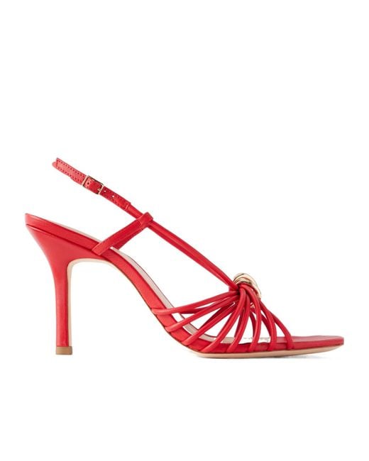 Loeffler Randall Red Embellished Leather Sandals