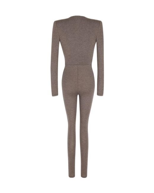 Saint Laurent Brown Twisted Long-Sleeved Jumpsuit