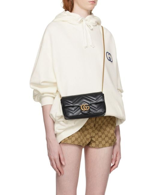 Gucci White Gg Logo Motif Embroidered Hoodie